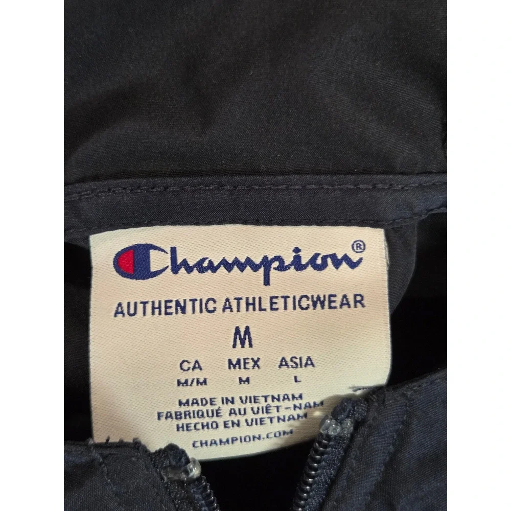 Champion Mens Navy Blue Packable Anorak Half Zip Windbreaker Jacket Size Medium